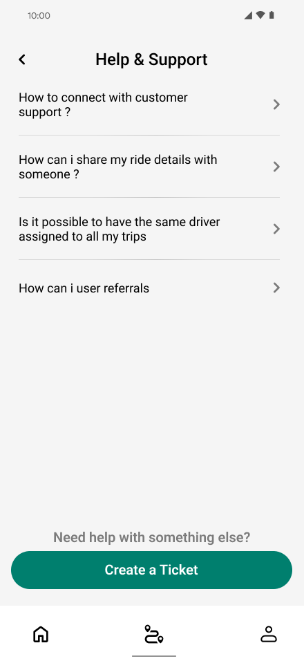 Consolidated Help & Support screen with ticket creation