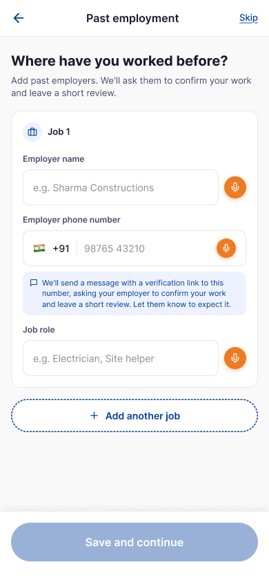 ShramID — Past employment