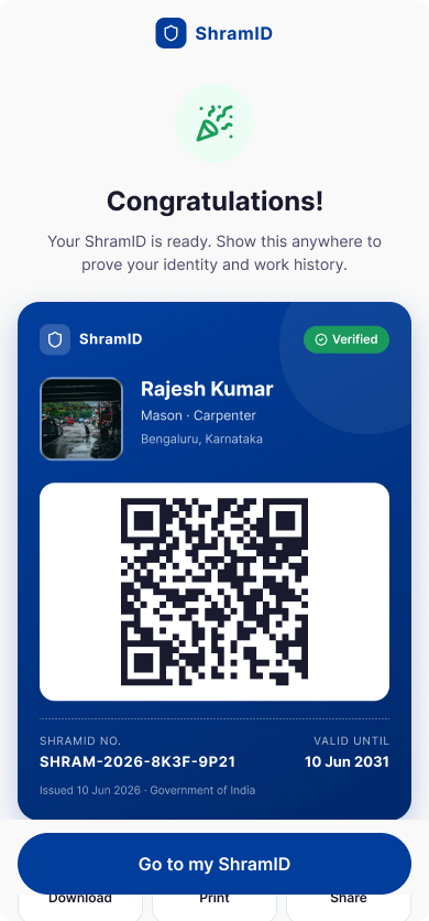ShramID — Profile created